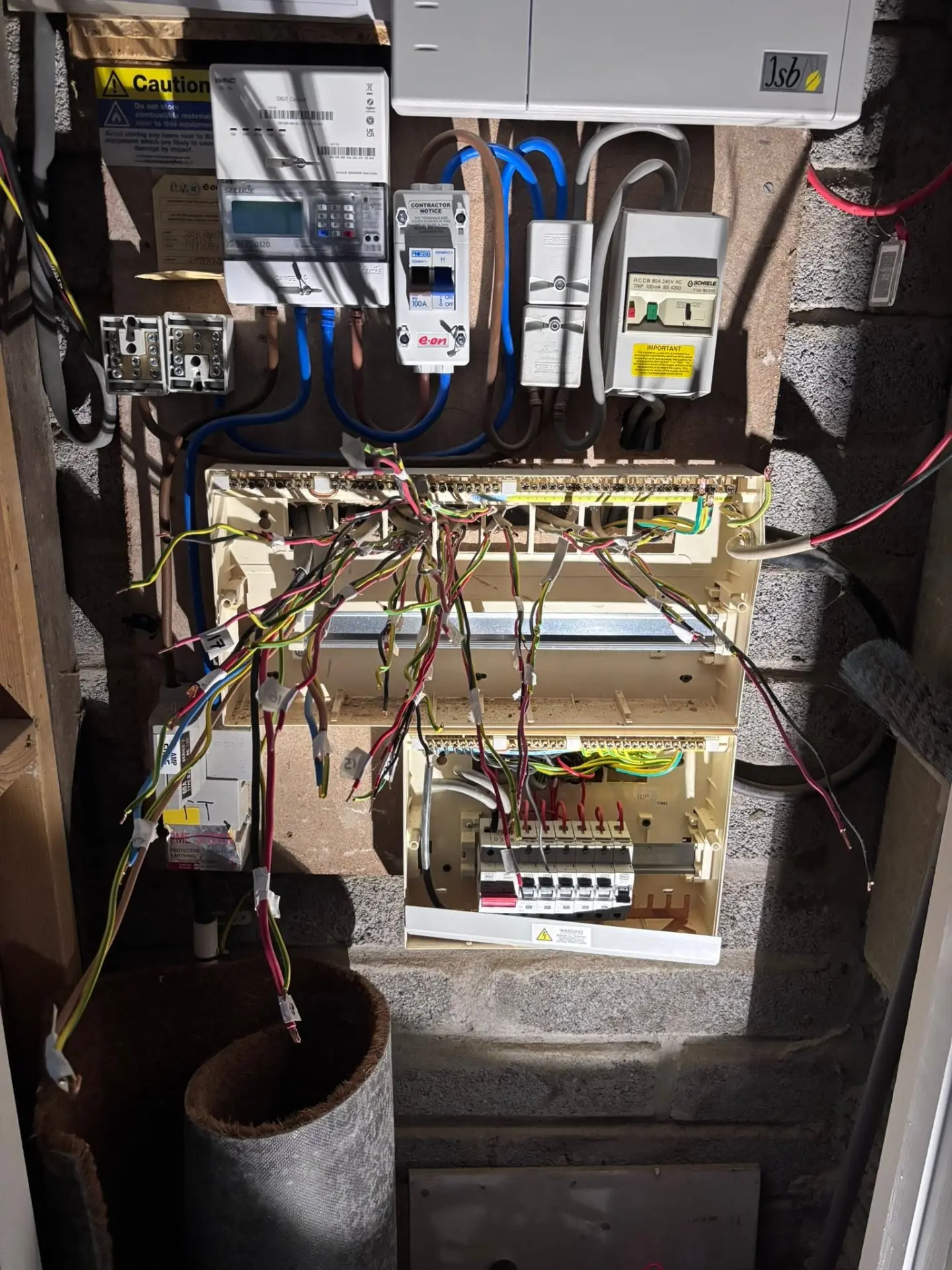 Existing domestic electrical installation and metering equipment prior to electrical work